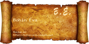 Bohin Éva névjegykártya